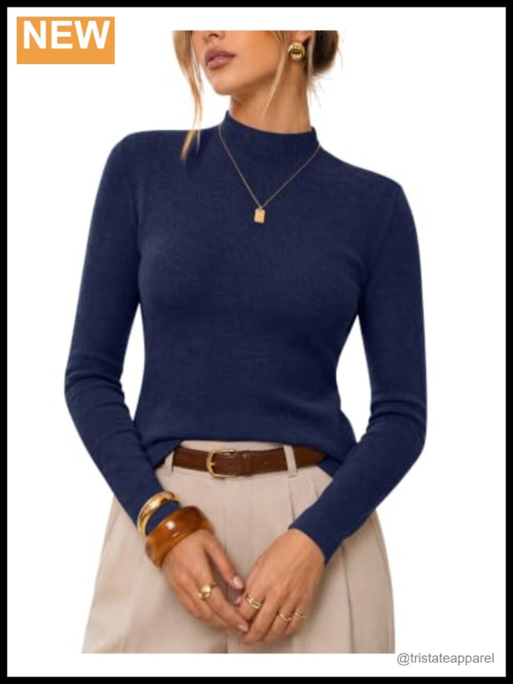 100% Merino Wool Long Sleeve Mock Neck Sweater Basic Layering Pullover